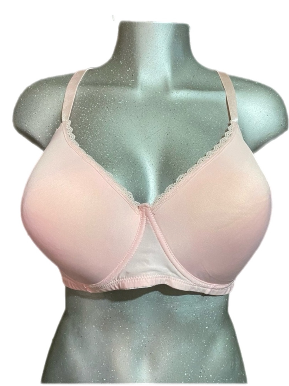 Just Be Pink Lace Trim Bra Size 44D Feminine Adjustable Racerback Coquette Comfy